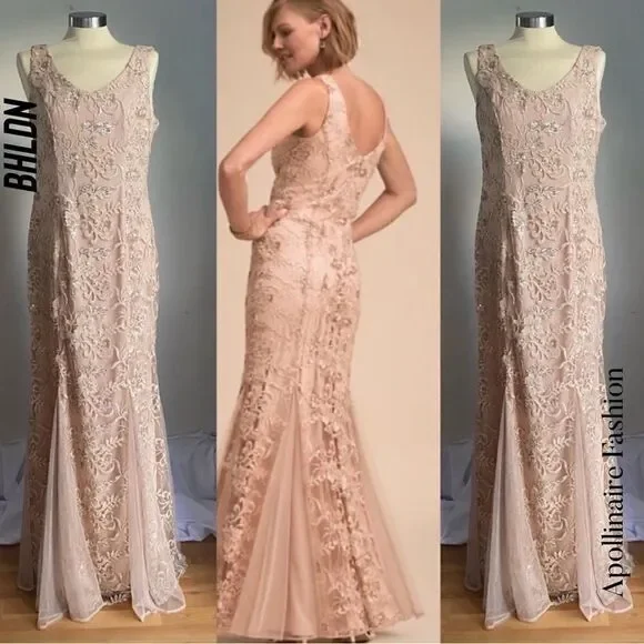 slim fit dress slacks Ladivine CD821 Prom Dress - Rose Gold